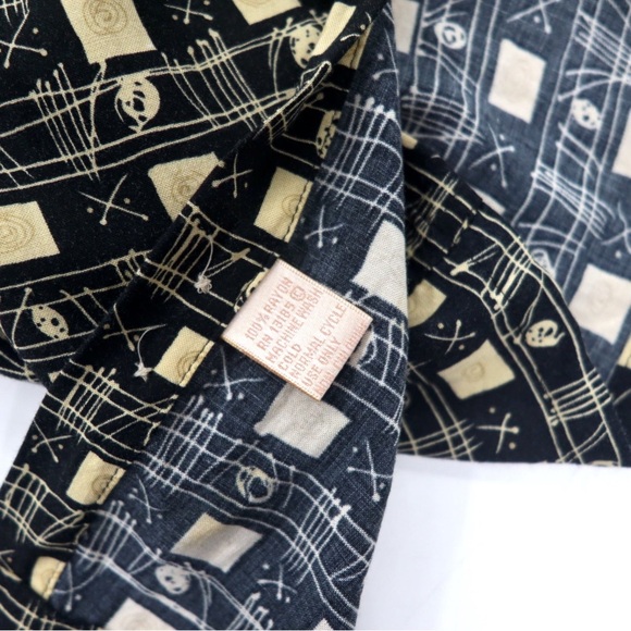 90s CAMPIA MODA Aloha Men’s Hawaiian Shirt XL Black Rayon All-over Pattern - Picture 5 of 5